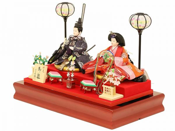 人形工房天祥 限定オリジナル ケース飾入り 親王飾り 衣装着ひな人形「芥子親王雛 富士山雛(桜刺繍衣