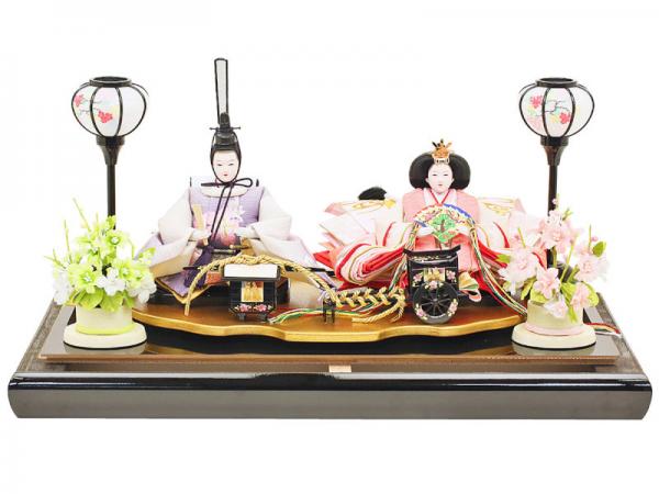 人形工房天祥 限定オリジナル ケース飾入り 親王飾り 衣装着ひな人形「芥子親王雛 富士山雛(桜刺繍衣