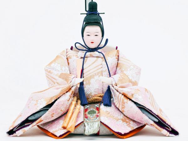 人形工房天祥 限定オリジナル 収納飾り 「京都西陣裂地・十二単雛 ゴールド溜塗・金箔桜台屏風セット